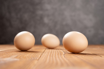 fresh eggs on a wood table