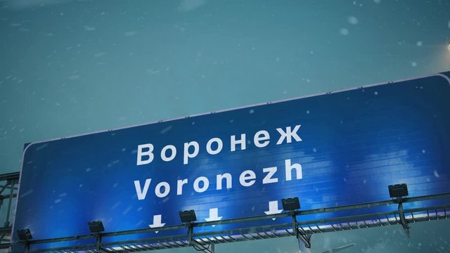 Airplane Landing Voronezh in Christmas