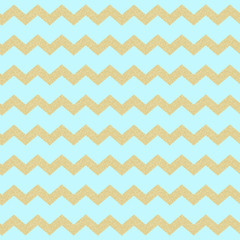 Chevron Blue Gold Glitter Seamless Pattern