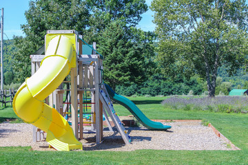 A slides in a children playground, Magog, Quebec