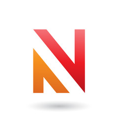 Red and Orange V Shaped Icon for Letter N Illustration