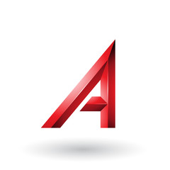 Red Bold and Curvy Geometrical Letter A Illustration