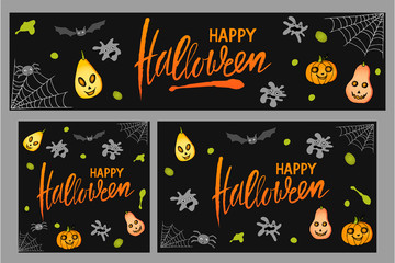 Fototapeta na wymiar set of vector banner Halloween with decorative elements