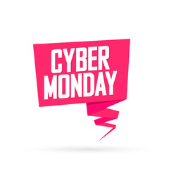 Cyber Monday, Sale speech bubble banner design template, special offer, mega discount tag, app icon, vector art and illustration