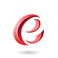 Red Glossy Crescent Shape Letter E Illustration
