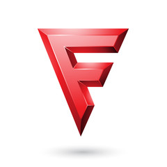 Red Glossy Geometrical Letter F Illustration