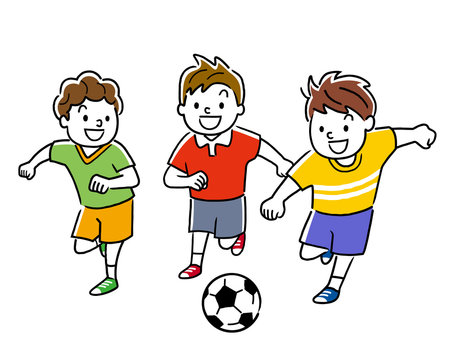 Illustration material: children playing soccer,football