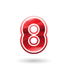Red Round Icon for Number 8 Illustration