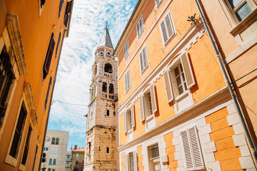 Obraz premium Sveti Ilija church tower and old town in Zadar, Croatia