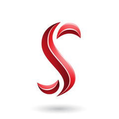 Red Glossy Snake Shaped Letter S Illustration