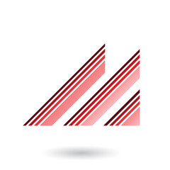 Red Letter M with Diagonal Retro Stripes Illustration