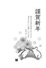 年賀状　水墨画(3-8モノクロ)