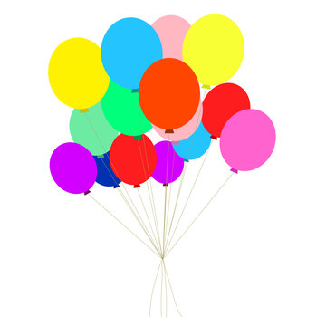 Bunch of balloons in flat style vector isolated on white background
