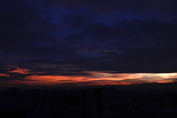 dramatic sky with clouds and sun