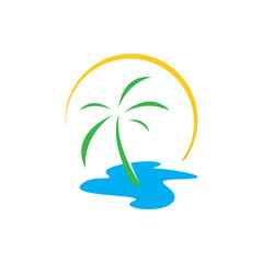 creative tropical summer beach logo design template Vector illustration