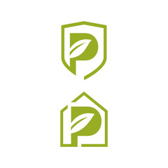 abstract protected green building logo vector sign simbol icon illustrations