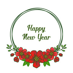 Pattern elegant red wreath frame, for greeting card happy new year. Vector