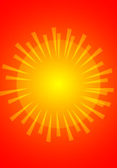 abstract red background with sun and rays