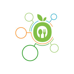 vegan vegetarian symbol of leaf Spoon and Fork Abstract logo Vector Graphic food icon