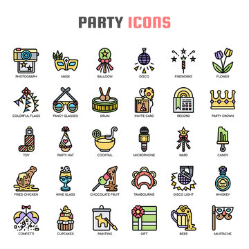 Party , Thin Line and Pixel Perfect Icons