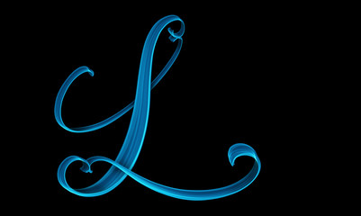 Obraz premium Capital letter L lettering 3d illustration isolated on black background