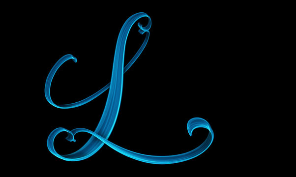 Capital letter L lettering 3d illustration isolated on black background