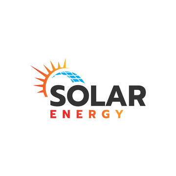 Sun Energy Solar panels logo vector design for green energy and nature electricity symbol icon