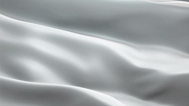 Luxurious Rippled Silver Fabric color background video waving in wind. Realistic light gray Flag background. Silver color Flag Looping Closeup 1080p Full HD footage. Silver Satin flag sign of sleek