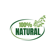 100% percent natural food logo design vector banner illustrations