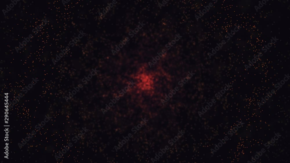 Aufkleber bokeh patten, red small sparkles floating on black background. animation. abstract particles, small 