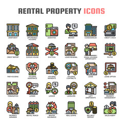 Rental Property Investing , Thin Line and Pixel Perfect Icons - obrazy, fototapety, plakaty