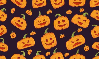 halloween pumpkin seamless pattern vector illustration