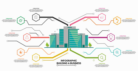 Fototapeta premium business infographic timeline design template and steps for shopping with icons and 10 steps. Can be used for workflow layouts, diagrams, annual reports, web design.