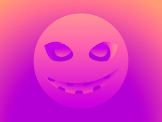 Scary face. Evil scary eyes. Gradient background. Halloween element for design. Vector illustration