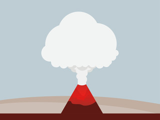 Volcano eruption flat style, landscape. Disaster. Lava breaking out of the mountain. Vector illustration
