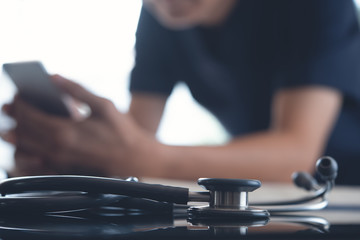 Doctor using smartphone