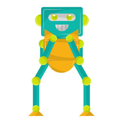 Happy robot toy on a white background - Vector