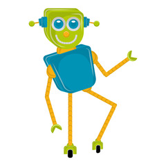 Happy robot toy on a white background - Vector