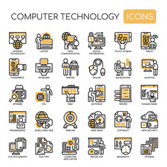 Computer Technology , Thin Line and Pixel Perfect Icons