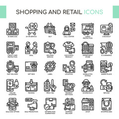 Shopping and Retail , Thin Line and Pixel Perfect Icons