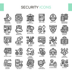 Security and Protection , Thin Line and Pixel Perfect Icons