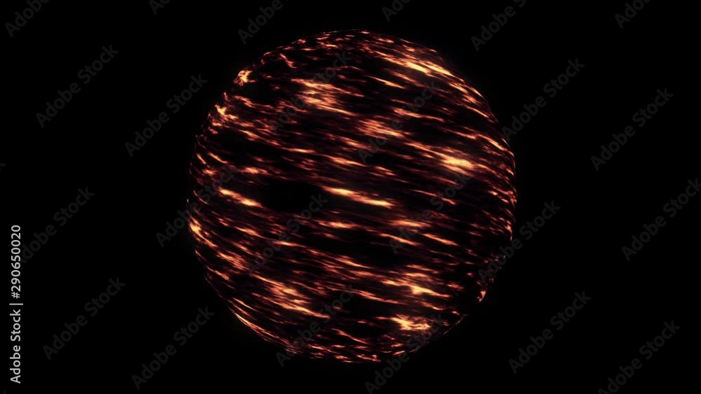 Poster a red magma planet in the solar system rotating isolated on black background, seamless loop. animati