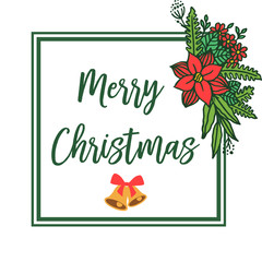 Fototapeta na wymiar Creative green foliage flower frame, for lettering design of card merry christmas. Vector