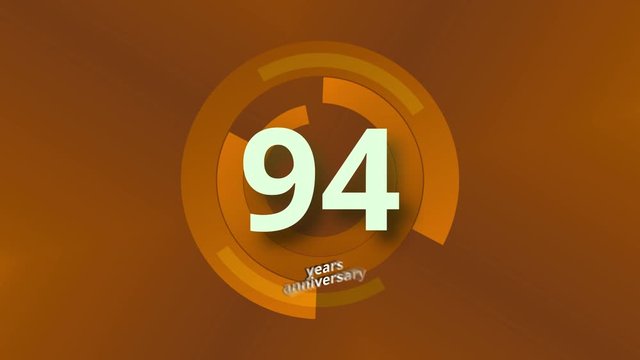 94 Years Anniversary Digital Tech Circle Gold Background