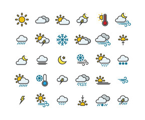 Obraz premium Weather filled outline icon set ,Vector Illustration.
