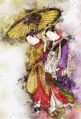 浮世絵 女性 その24 水彩