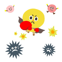 ウイルスを撃退する　キャラクターイラストセット