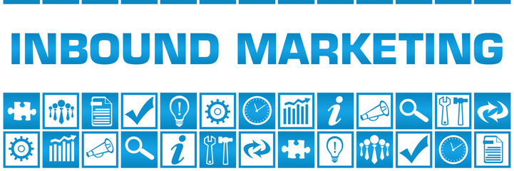 Inbound Marketing Blue White Box Grid Business Symbols 