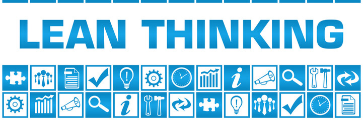 Lean Thinking Blue White Box Grid Business Symbols 