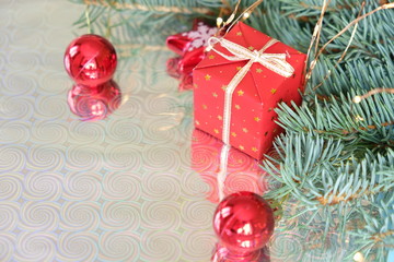 Merry Christmas and Happy New Year on green background